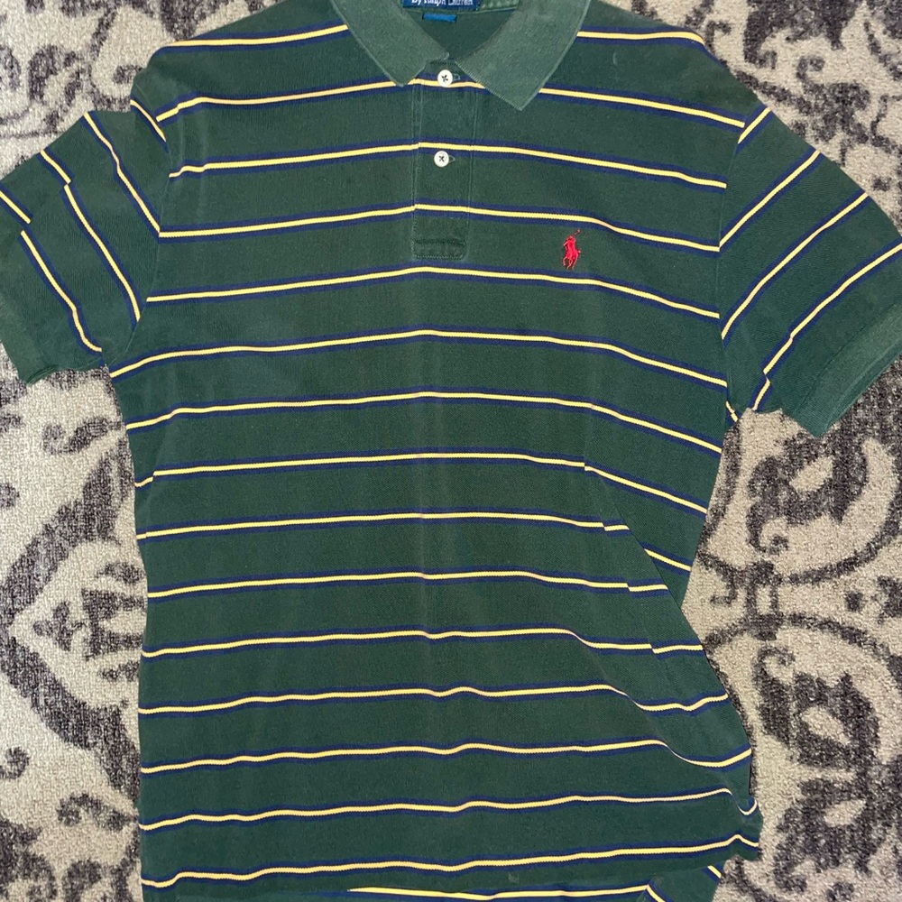 Ralph Lauren Polo Shirt with Green and Yellow Stripes